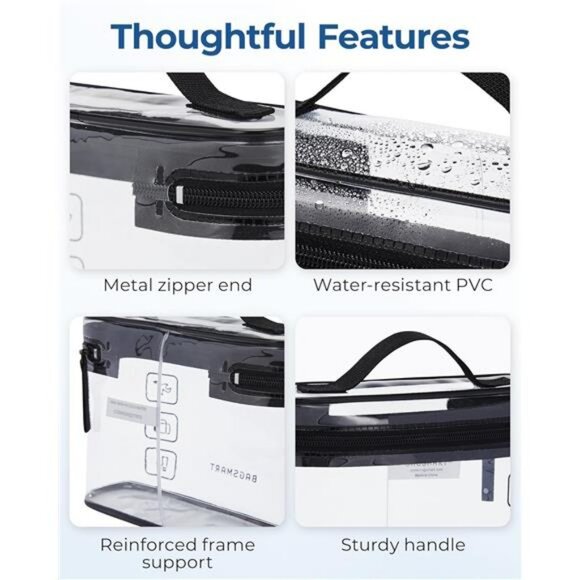 TSA approved clear toiletry bag waterproof travel makeup cosmetic organizer set - Picture 4 of 7